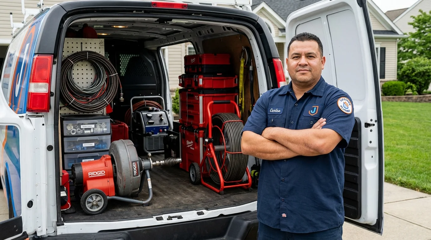 Professional drain cleaning equipment and Johns Plumbing LLC plumber in Lewes