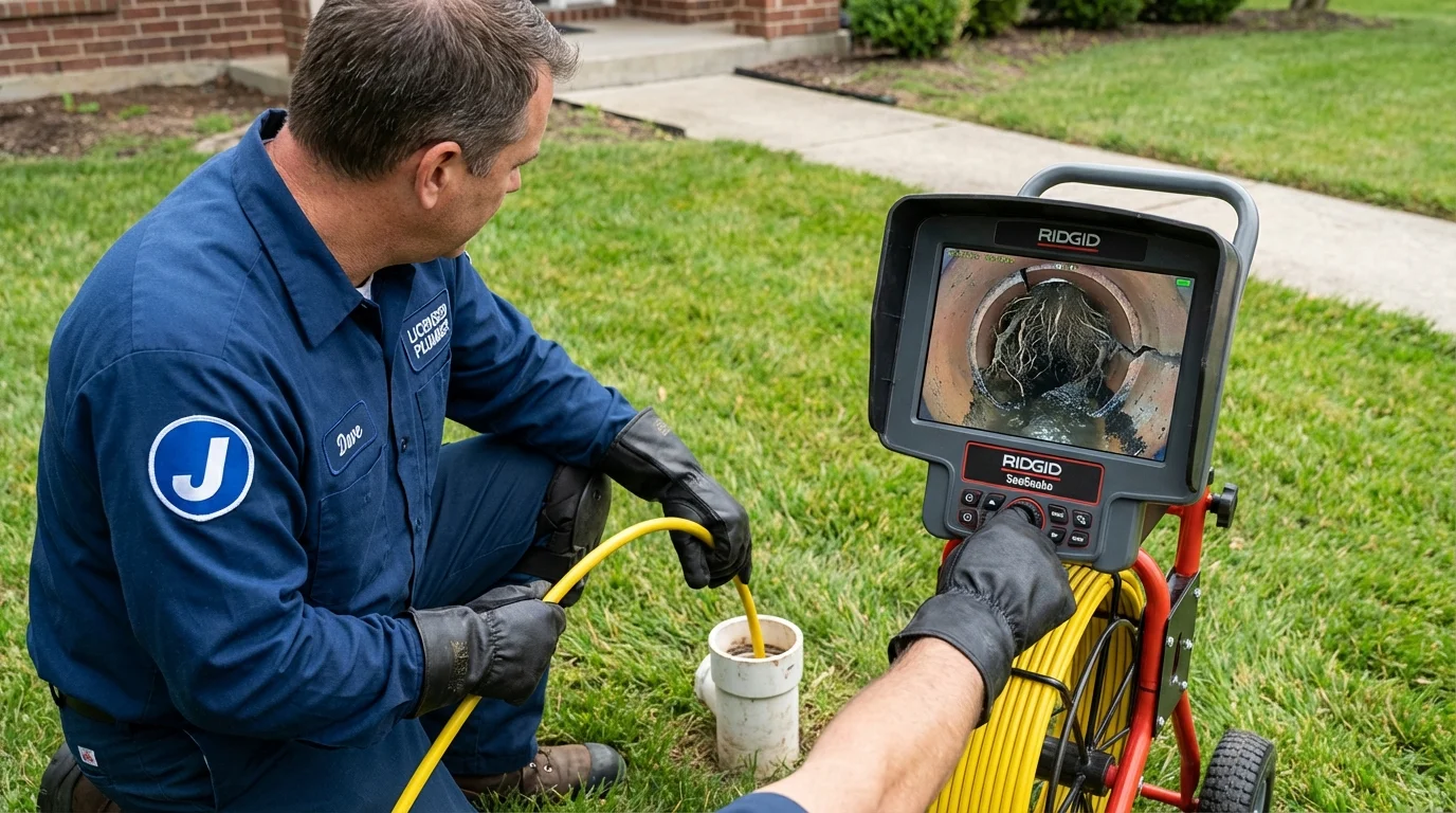 Sewer camera inspection being performed by Johns Plumbing LLC in Lewes